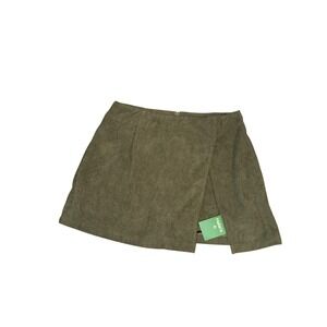 Halara Skort Women Large Olive Green Corduroy Split Hem Mini 2-in-1 Skirt  NWT
